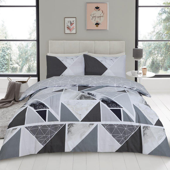 Luxurious Bed Set Geometric Textured Duvet Cover Bedding Set with Pillowcases Polyester-Cotton (Available in 3 Colors) - Fine Fabric Shop